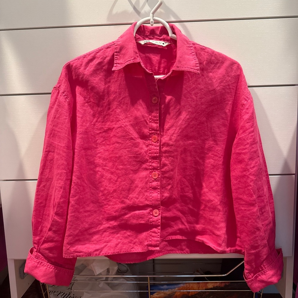Bright Pink Button-Up Shirt